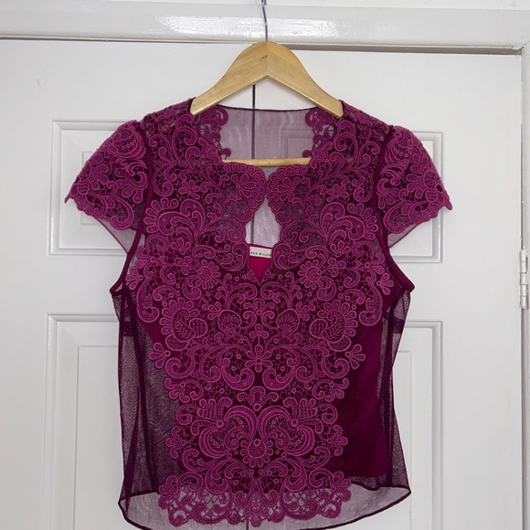 Karen Millen Purple Top Lace Overlay UK 12 - Picture 4 of 9